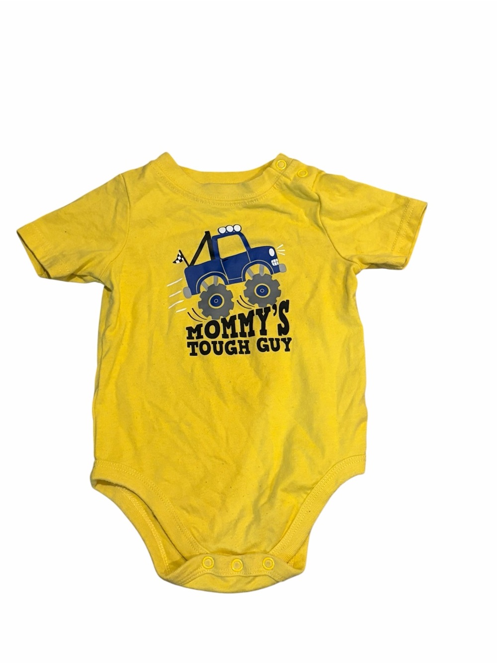 Garanimals Mommy’s Tough Guy Bodysuit 12M Yellow Truck Graphic Onesie